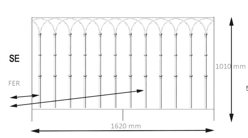 Balustrade, udsmykket gelænder i støbejern