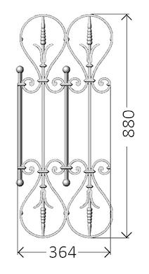 Balustrade, udsmykket gelænder i støbejern