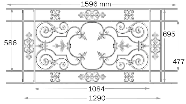 Balustrade, udsmykket gelænder i støbejern