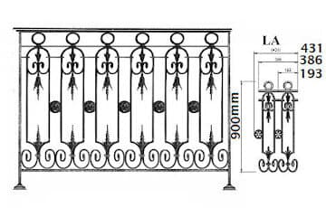 Balustrade, udsmykket gelænder i støbejern